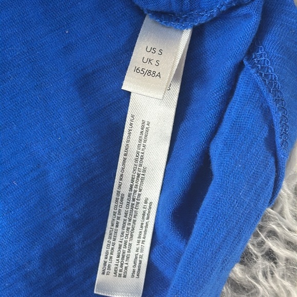 Anthropologie Royal Blue Ruched Long-Sleeve Top Luxe Sculpted Minimalist Chic - Picture 8 of 9